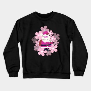 Retro vintage pink Santa Claus with vintage flower Crewneck Sweatshirt